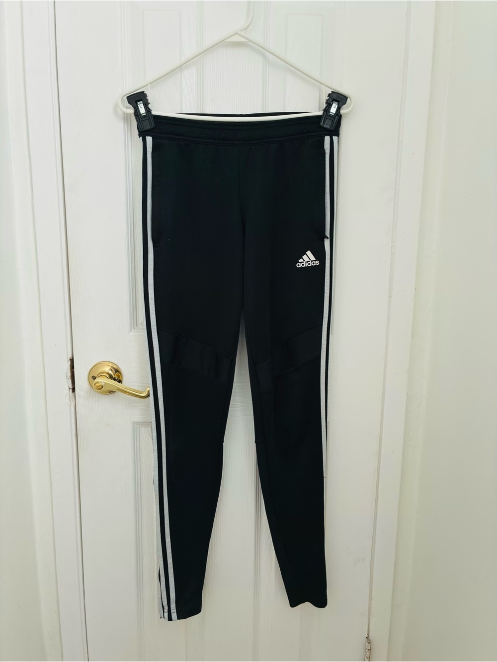 Adidas Black Athletic Track Pants with White Stripes
